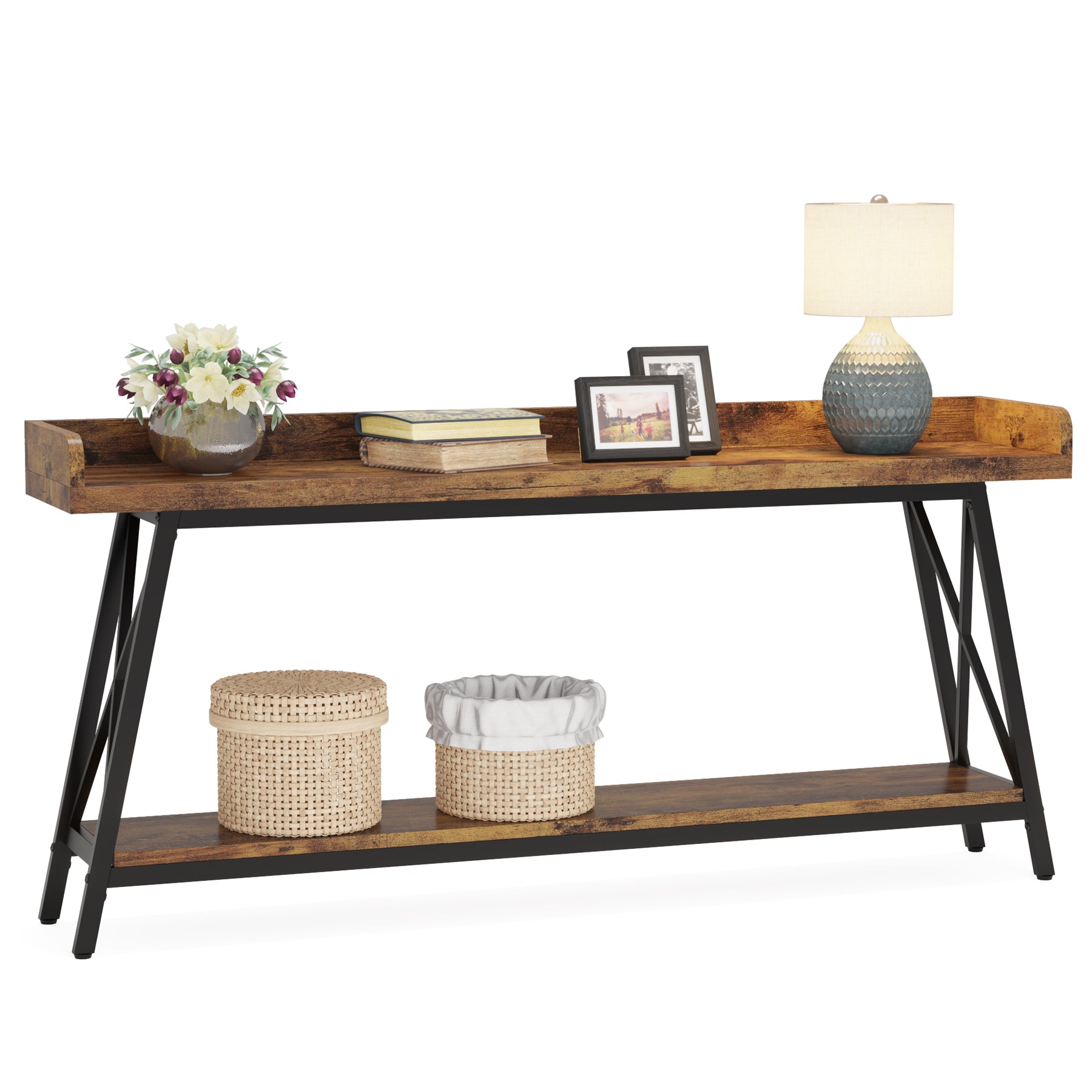 2-Tier Console Table Behind Couch
